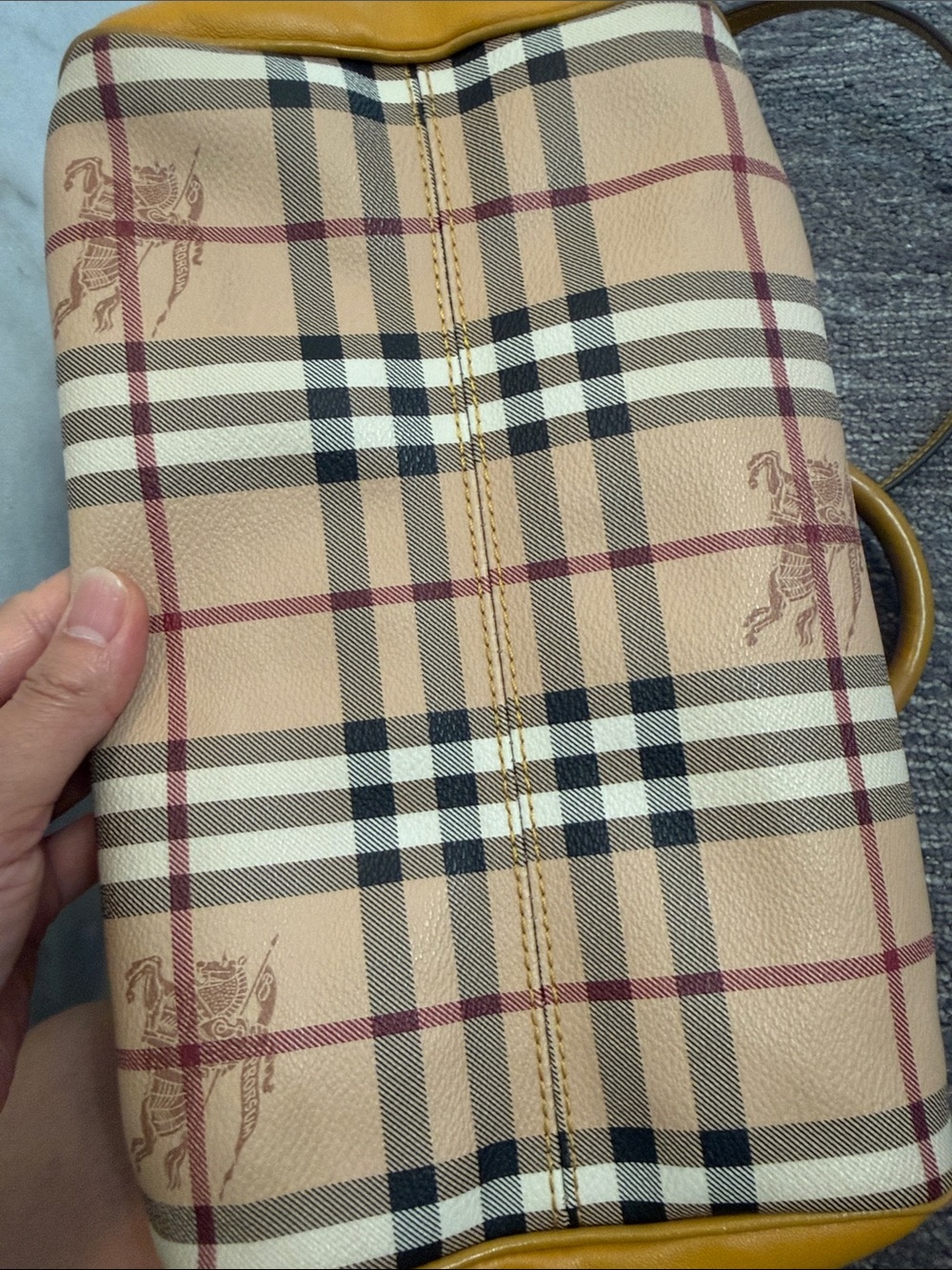 Burberry Mustard Yellow Check Satchel Bag Authentic in very good condition - Picture 12 of 15
